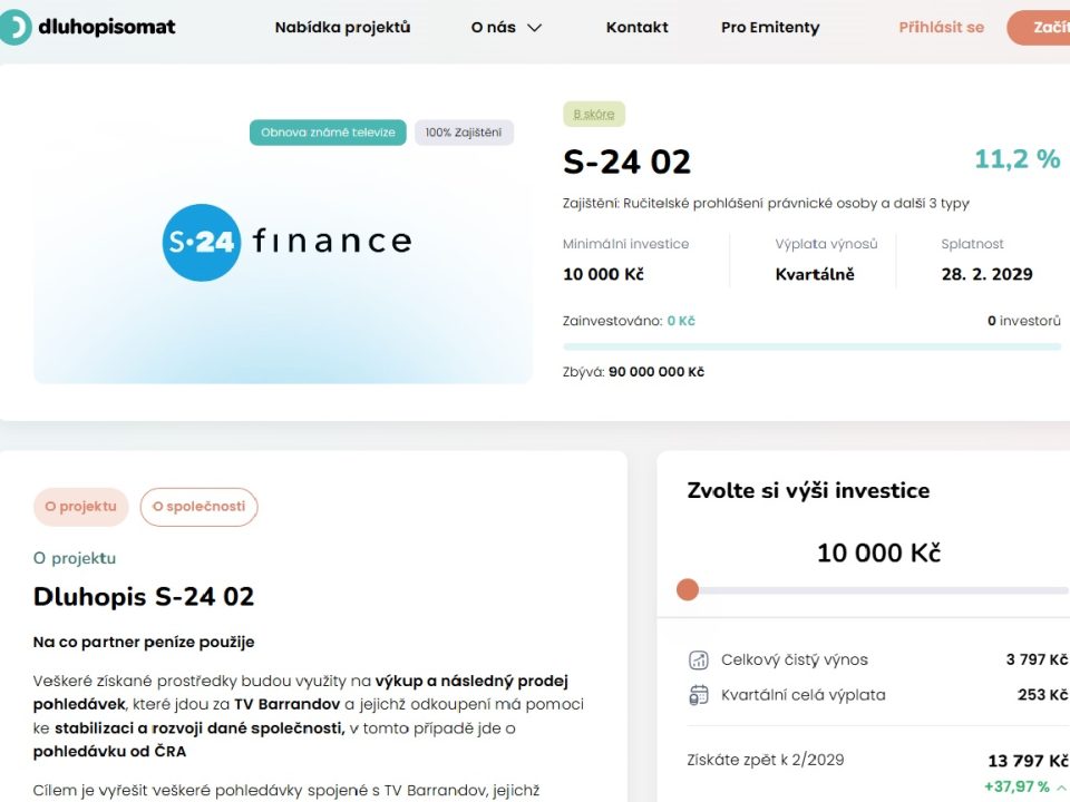 Prodej dluhopisů S-24 Finance na Dluhopisomat.cz